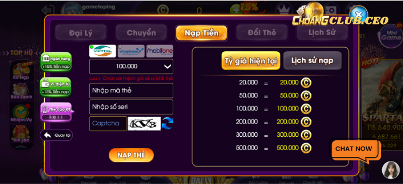 Điều kiện rút tiền Choangclub thành công